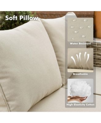 9 Pieces Wicker Outdoor Patio Furniture Set,Rattan Modular Sectional Sofa,Outside Swivel Rocking Chairs Coversation Set with Side Table