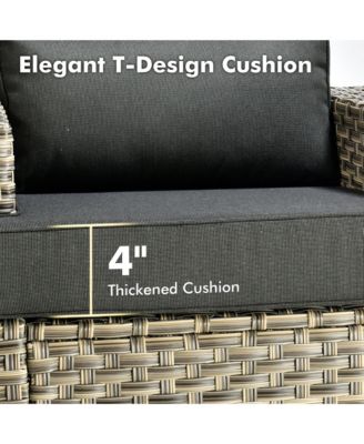 9 Pieces Wicker Outdoor Patio Furniture Set,Rattan Modular Sectional Sofa,Outside Swivel Rocking Chairs Coversation Set with Side Table