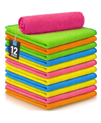 12 Pack Ultra Absorbent Microfiber Cleaning Cloths for Cleaning Cars, Windows, Countertops, & More (12x12 Inch)