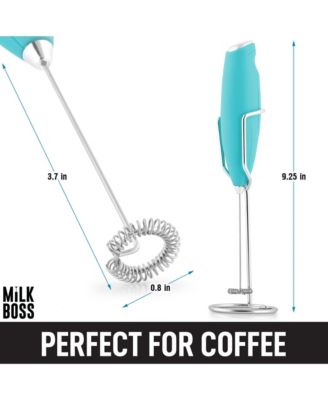 Milk Boss Powerful Milk Frother Handheld With Upgraded Holster Stand - Coffee Frother Electric Handheld Foam Maker