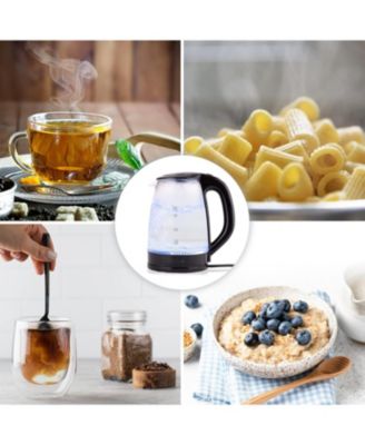 1.7L Glass Electric Kettle with Blue LED Light - Borosilicate Glass Hot Water Kettle Electric