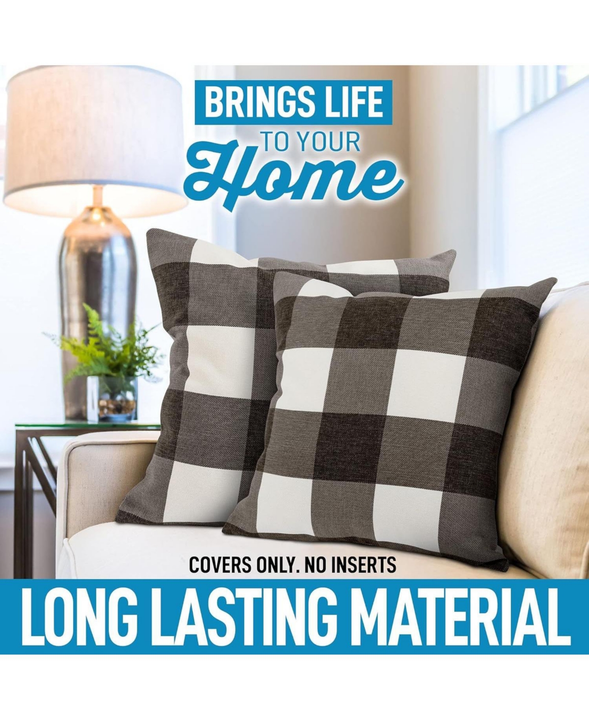 Zulay Kitchen Pack of 2 Buffalo Plaid Throw Pillow Covers