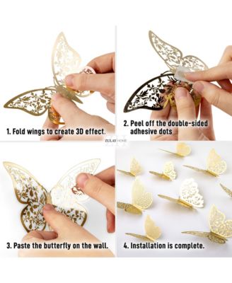 3D Removable DIY Butterfly Wall Decor with 3 Wing Designs (48pcs)