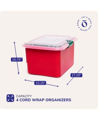 Products Holiday Christmas Light Storage Box Bin with 4 Cord Wrap Organizers