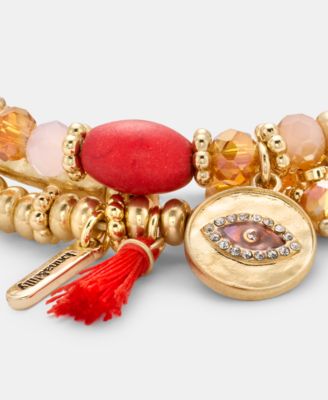 3-Pc. Set Evil Eye Charm Beaded Stretch Bracelets 