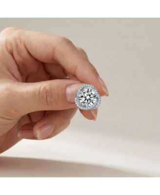 Brilliant White Gold Plated CZ Pave Swirl Halo Stud Earrings