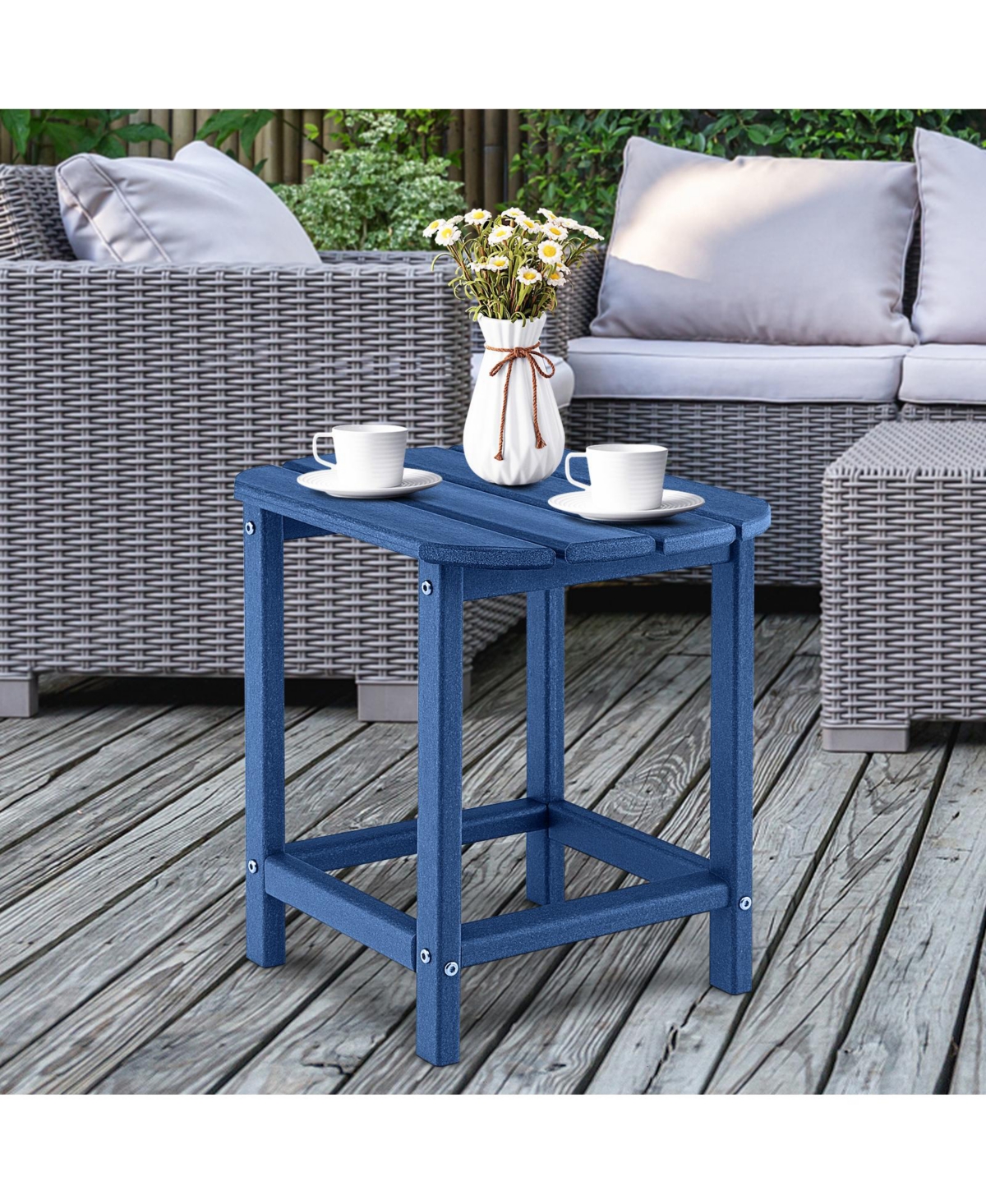 Gymax 2 Pcs 18'' Patio Adirondack Side Table Weather Resistant Hdpe Garden