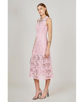 knee length dresses for ladies Virginia Suiting Embroidered Midi Dress / Burnt Rose | Meshki