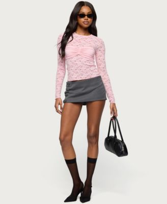 Women's Rosette Bandeau Sheer Lace Top