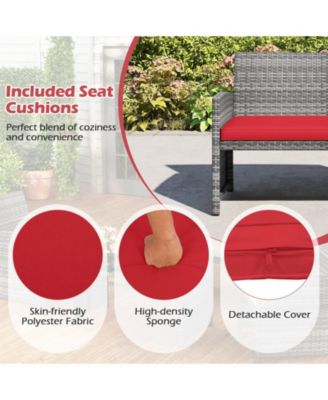 8 Piece Patio Furniture Set Outdoor Wicker Conversation Set w/ Tempered Glass Coffee Table