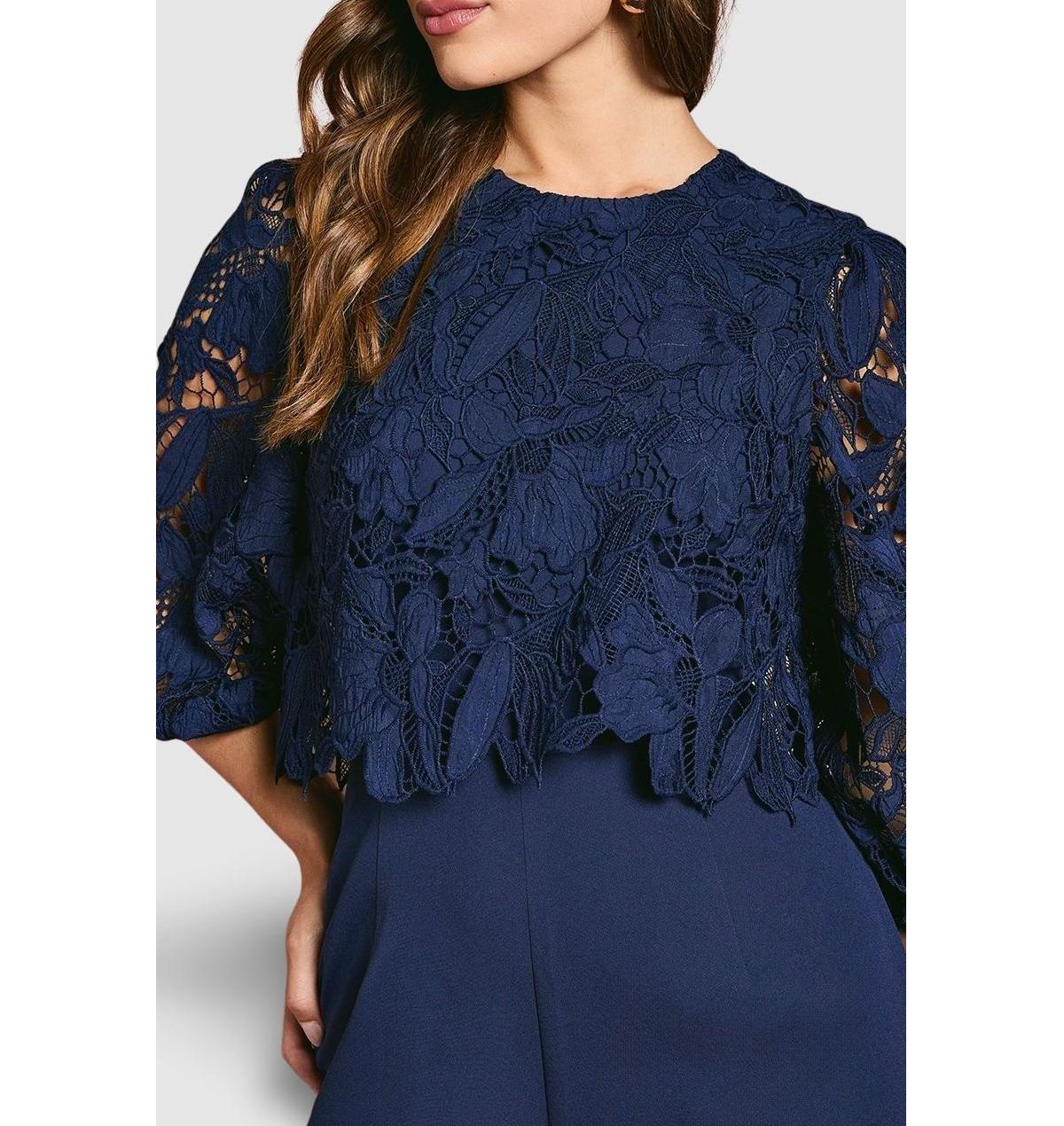 Coast Women's Lace Overlay Wide Leg Jumpsuit