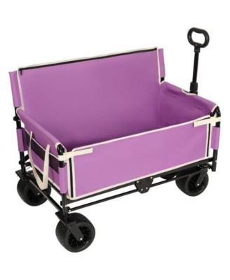 Convertible Folding Wagon Cart - Heavy-Duty Utility Wagon with Bench Seat, All-Terrain Wheels and Storage for Camping, Beach, Garden