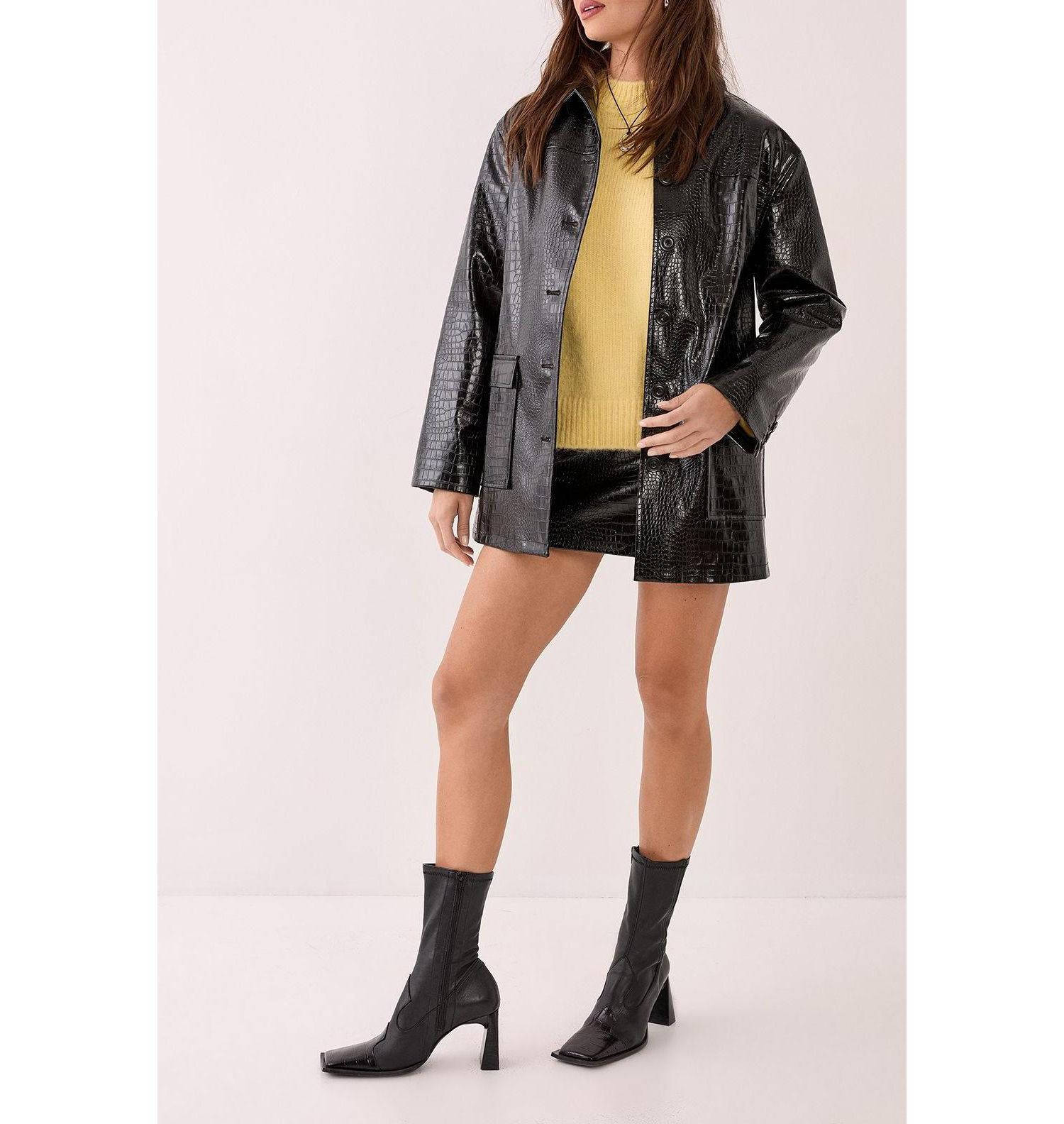 Women's Croc Vinyl Faux Leather Clean Jacket