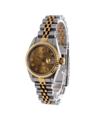Oyster Perpetual Datejust Automatic Watch in Stainless Steel and Gold with Diamond Markers 26mm
