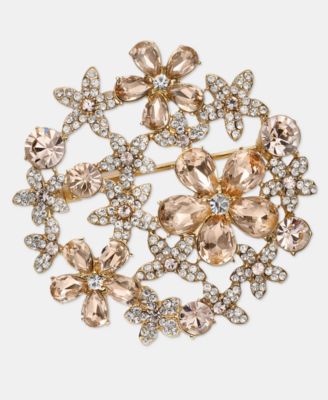Crystal Flower Cluster Pin