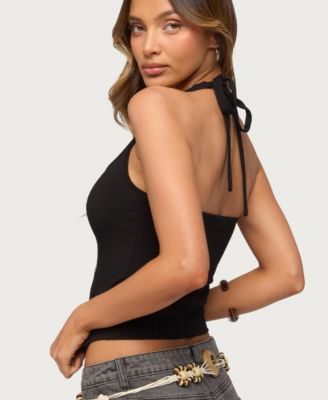 Women's Asymmetric Button Up Halter Top