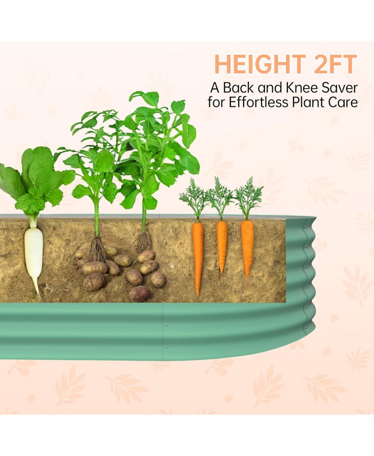 gaomon 6x3x2 ft Galvanized Metal Raised Garden Bed, 24" Tall Planter Box, Rust-Resistant Outdoor Garden, Patio & Balcony