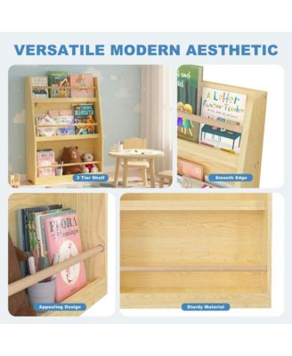 Kids Bookshelf - 3-Tier Organizer for Books and Toys, Multifunctional Book Rack Display Stand for Playroom, Nursery and Classrooms