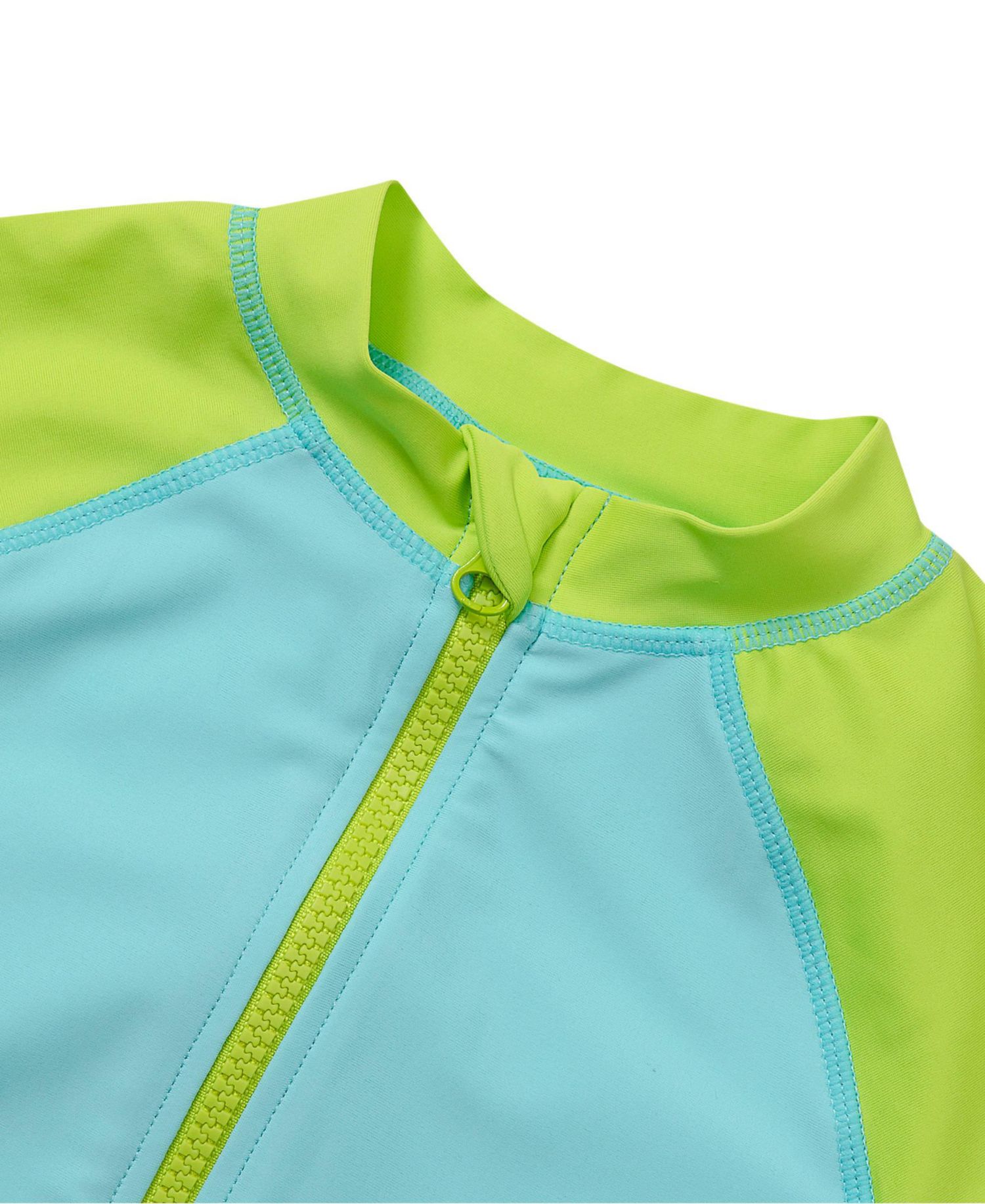 Girls Chlorine Resistant Long Sleeve One Piece Half Zip Swimsuit