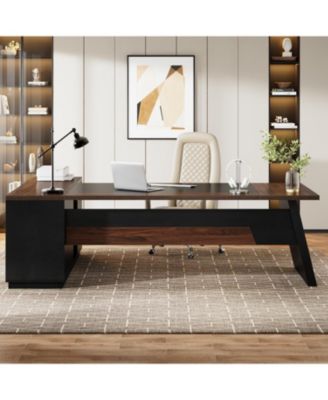 78" L-Shaped Executive Desk, with Drawers and Lateral File Cabinet