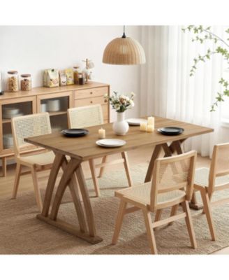 63 Inches Solid Wood Dining Table for 4-6 People,Rectangular Kitchen Table