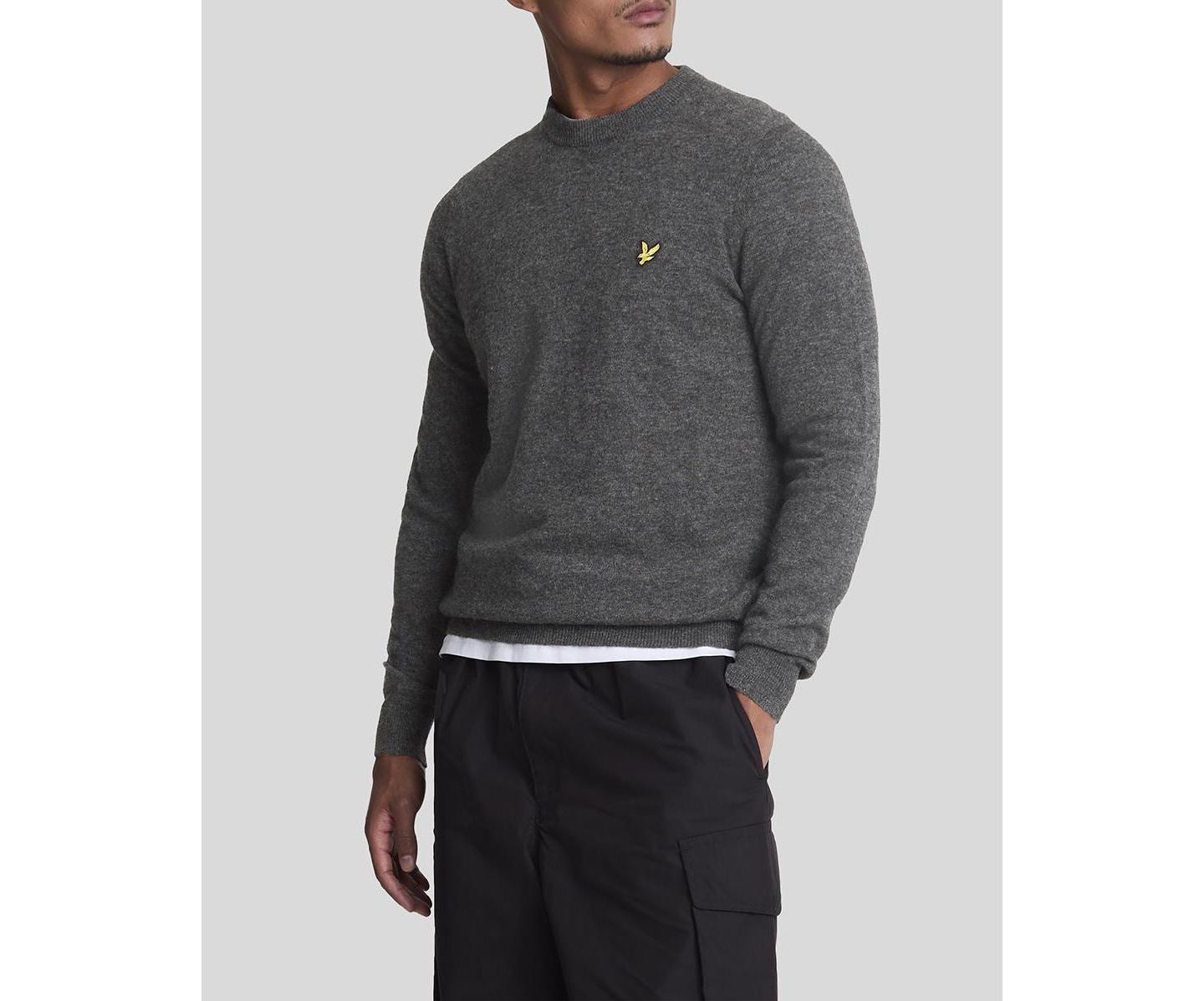 Мужской свитер Lyle & Scott Lambswool Blend Crew Neck, цвет: Угольный меланжевый — фото 6