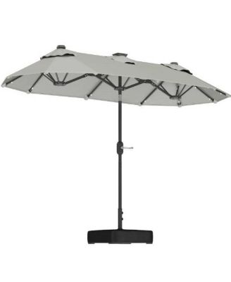 Spacious Outdoor Umbrella,Double-sided Outdoor Patio Umbrella,with Solar Lights and Base,Dining Table Umbrella Push Button Tilt