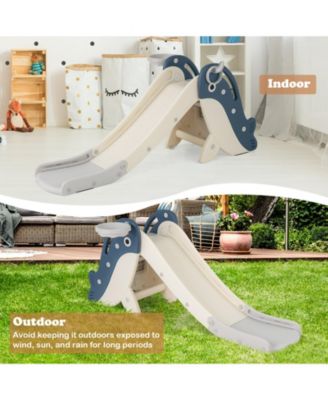 Foldable Freestanding Baby Slide Climber Set with Basketball Hoop