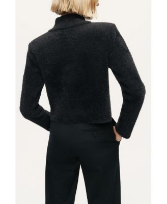 Women's Heart-Button Cutaway Mock-Neck Cardigan