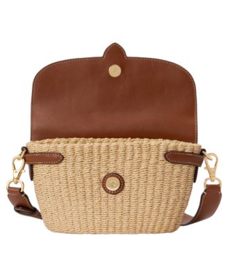 Small Lynden Straw-Leather Shoulder Bag 