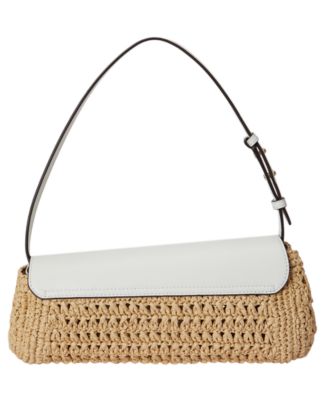 Straw-Leather  Small Tasha East-West Shoulder Bag