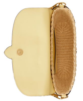 Small Lynden Straw-Leather Shoulder Bag 