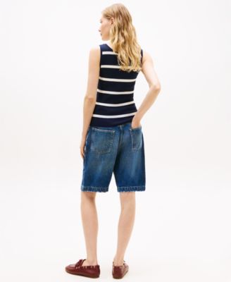 Women's Monogram Script Striped Scoop Neck Tank Top