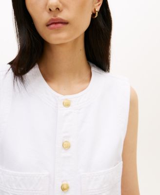 Women's Color Denim Sleeveless Crewneck Mini Dress