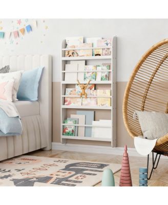 Wall-Mounted 4-Tier Bookshelf: Space-Saving, Kid-Friendly, Easy Assembly