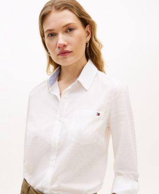 Women's Clip Dot Roll-Tab Collared Shirt