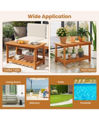 Acacia Wood Outdoor Slatted Coffee Table