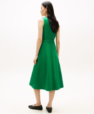 Women's Linen Belted V-Neck Wrap Dress