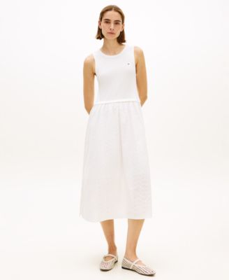 Women's Mixed Media Broderie Dress