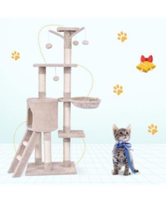 56" Cat Play Tree with Condo, Scratching Posts & Ladder