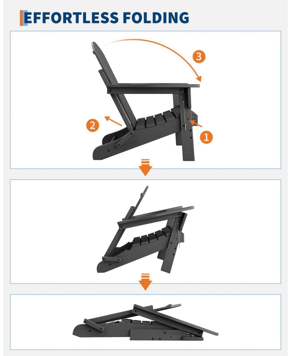 gaomon Set of 2 Folding Adirondack Chairs with Side Table, Hdpe Outdoor Chairs with Wood Texture, Weather Resistant