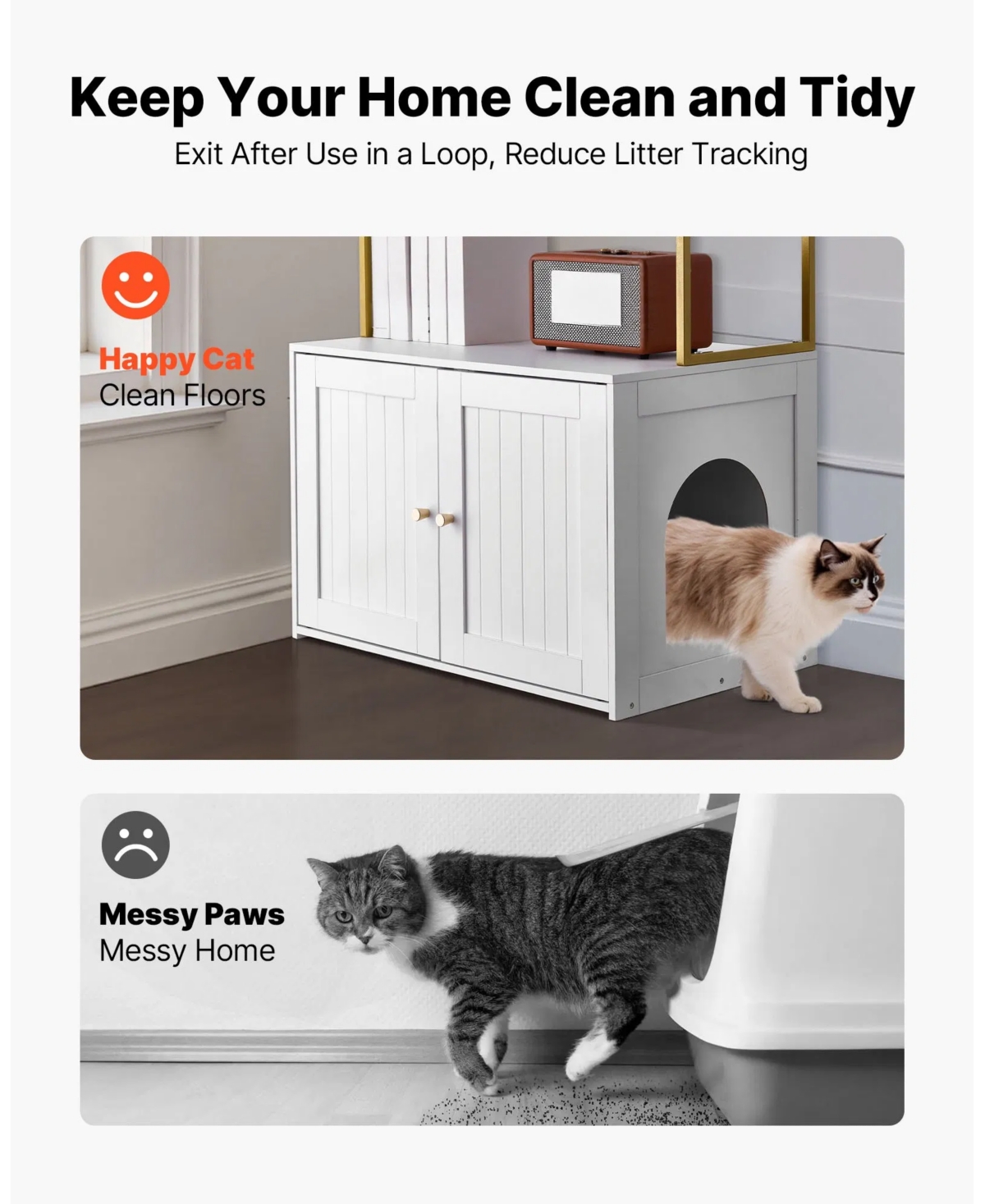 Aostirmotor 27.6" Hidden Litter Box Cabinet with Metal Legs & 2 Storage Shelves