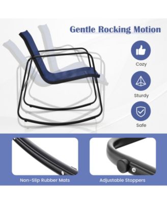 Set Of 8 Outdoor Patio Rocking Set 4 Rocking Chairs & Loveseat w/ Glass-Top Table