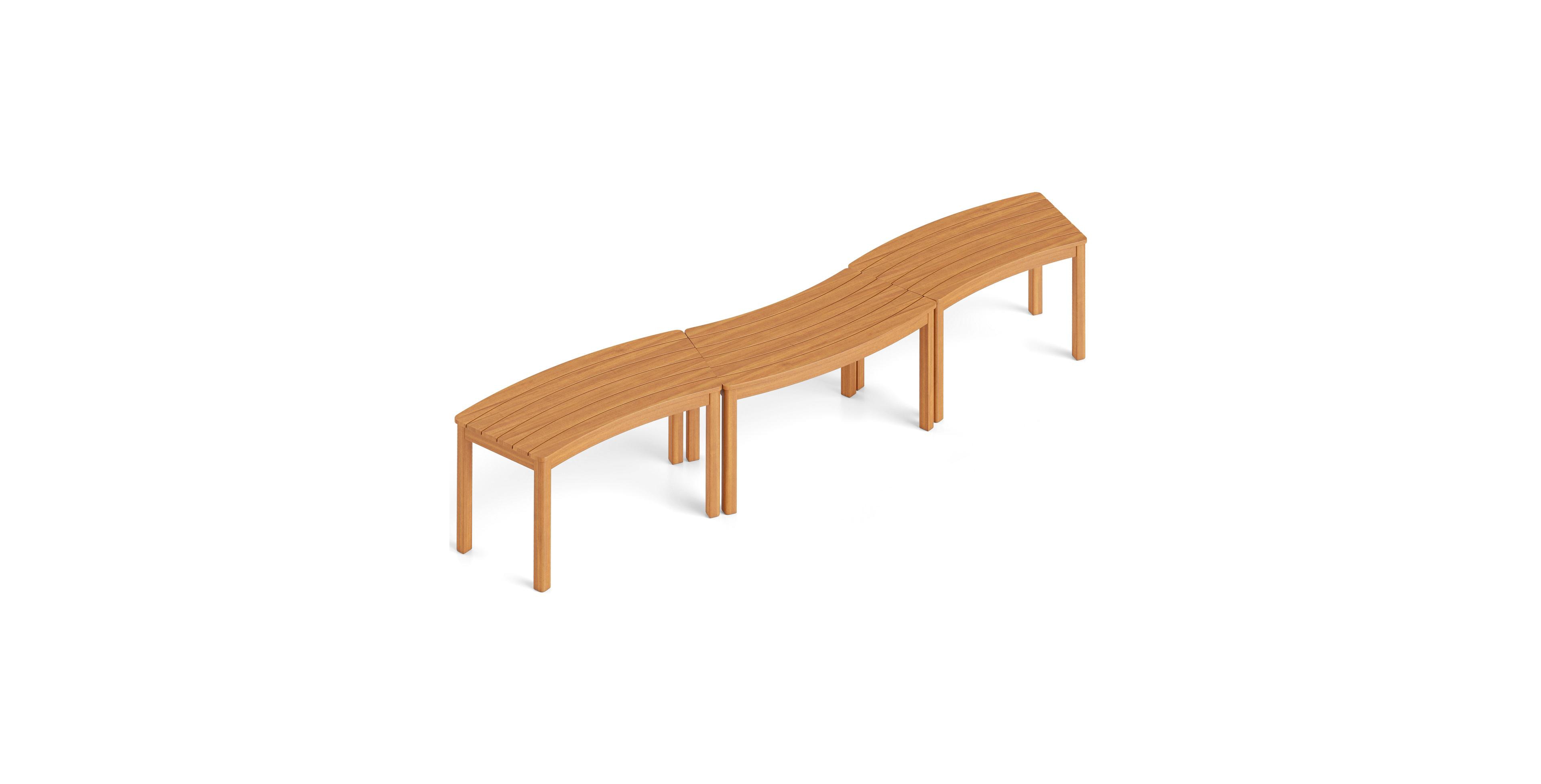 Gymax Outdoor Curved Acacia Wood Bench Set of 3 Patio Garden Backless Fire Pit Bench