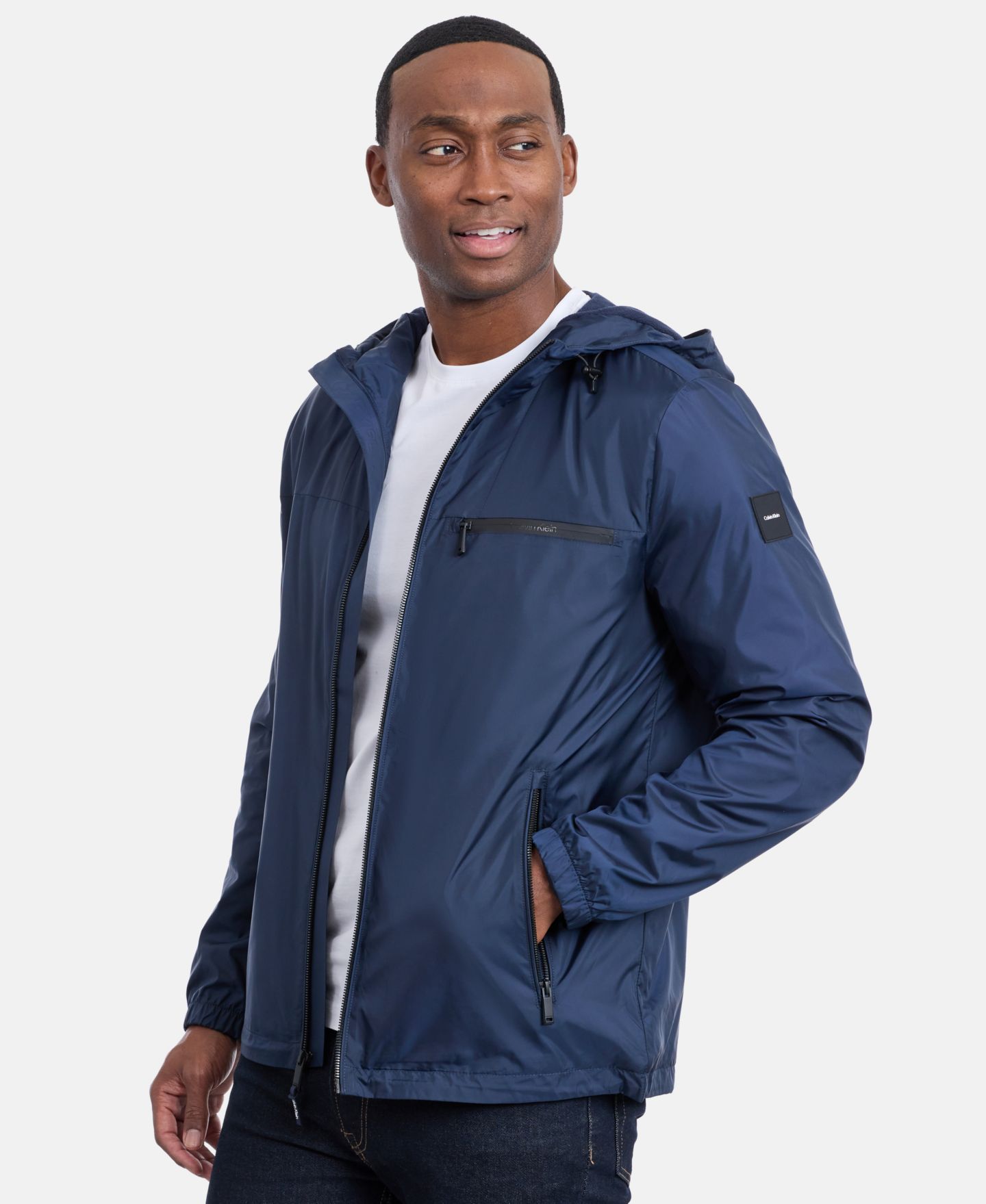 Мужская куртка Calvin Klein Logo Hooded, цвет: Тёмный сапфировый — фото 3