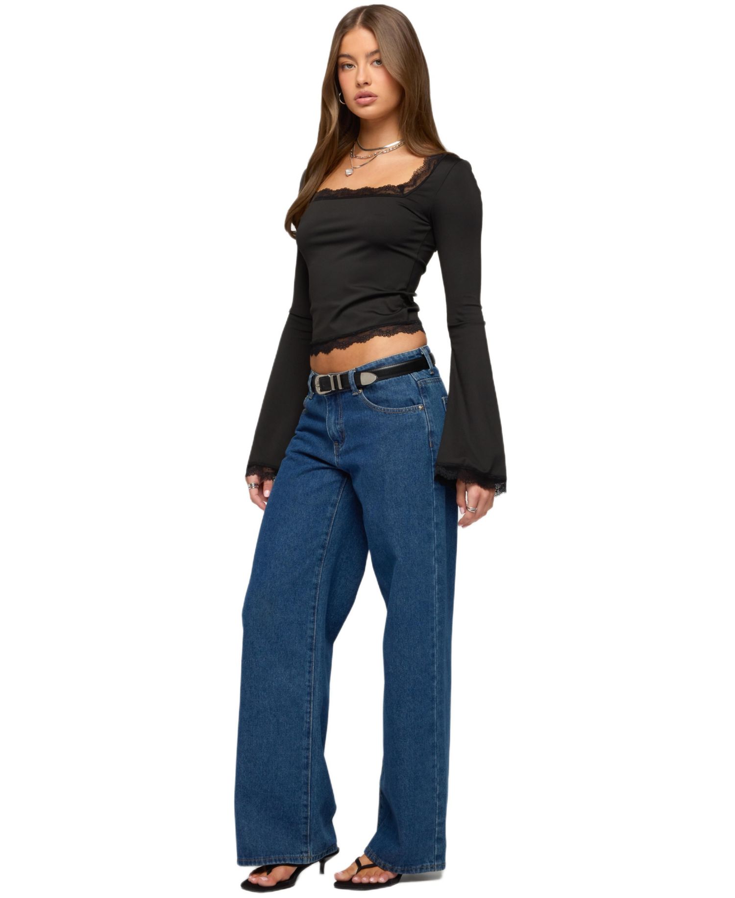 Women's Kailin Lacey Flared Sleeve Top