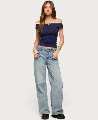 Women's Dellah Contrast Off Shoulder Top