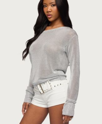 Women's Charlo One Shoulder Shiny Knit Top