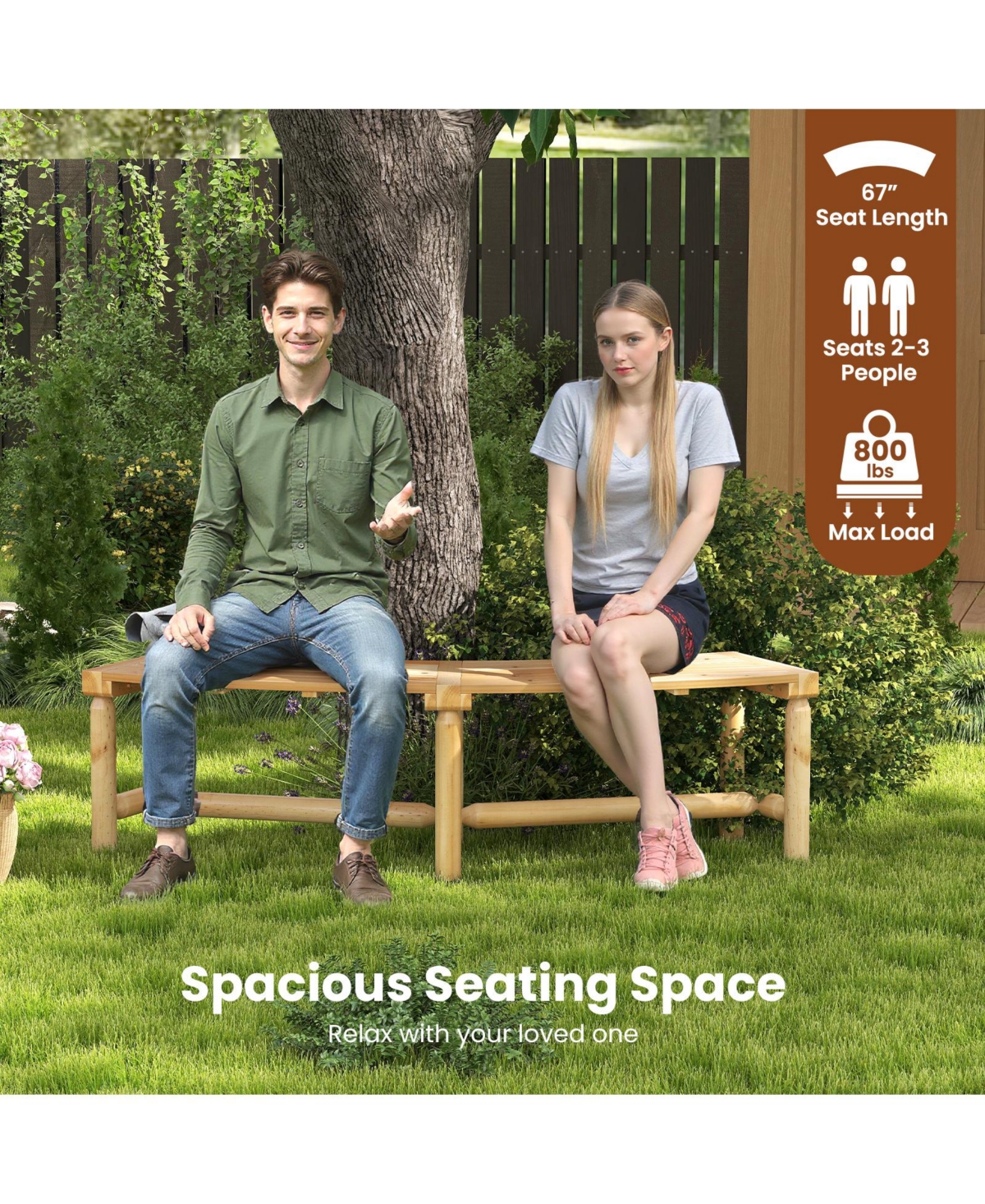 Gymax 2PCS Patio Curved Bench for 2-3 People Outdoor Loveseat for Backyard Garden