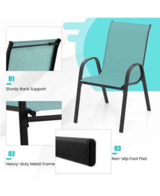 Set of 4 Patio Dining Chairs Stackable Armrest Space Saving Garden